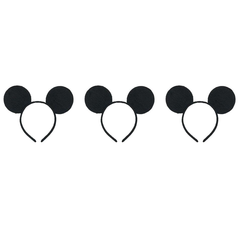

3/6/12pcs/lot Girls Mouse Ears Solid Bow Ears Headband for Birthday Party Supplies and Mouse Themed Costume Cosplay Decoration
