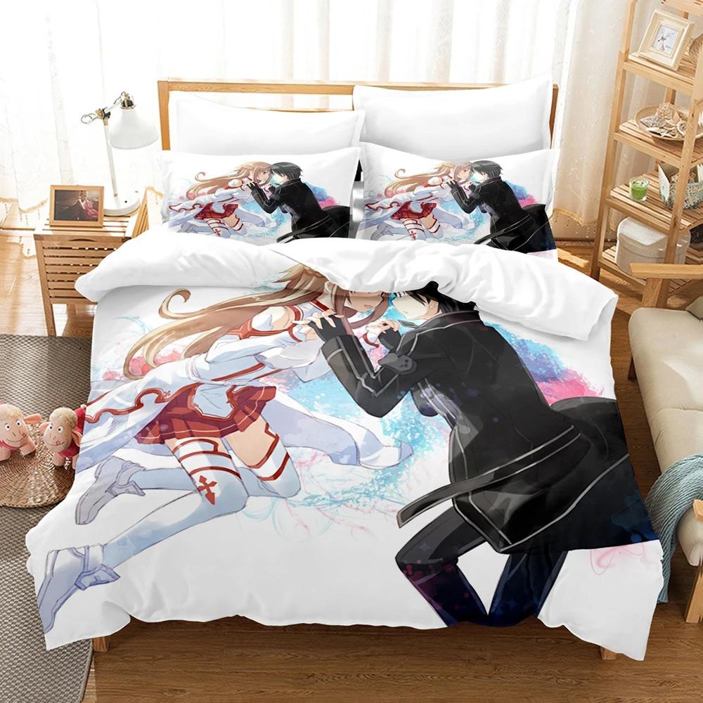 Anime Sword  Art Online Bedding Sets Japan Cartoon Bed Linen Polyester 3D Gift for Kids Twin Single Queen King Size Duvet Covers