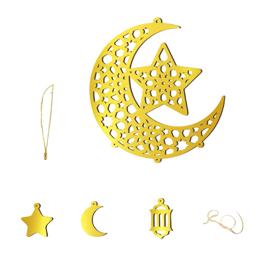 Wooden Moon Festival Hanging Door Plaque Sign Hollow Moon City Star Wooden Wall Home Decor Hanging Ornaments