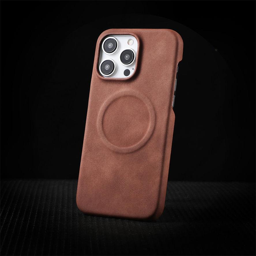 Quality Artificial Leather Phone Case with Magsafe for iPhone 12 13 14 15 16 17 Pro Max Plus Business Casual iPhone Cases Cover