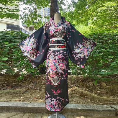 Cosplay Kostüm Traditioneller Japanischer Kimono Bedruckt Blumeneleganz Kirschblütenmädchen Kimono Kleid Asiatischer Japanischer Stil