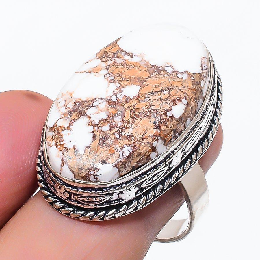 Natural Wild Horse Gemstone 925 Sterling Silver Jewelry Ring Size 7 S0w60