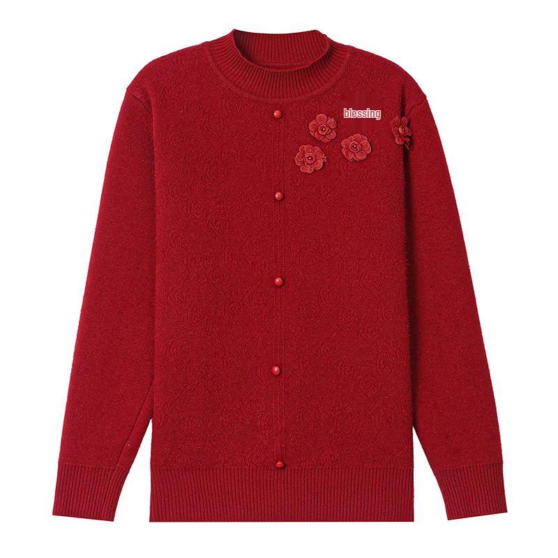 Winter New Style Women's Plus Velvet Knit Pullover - Thick, Warm Outerwear for Moms