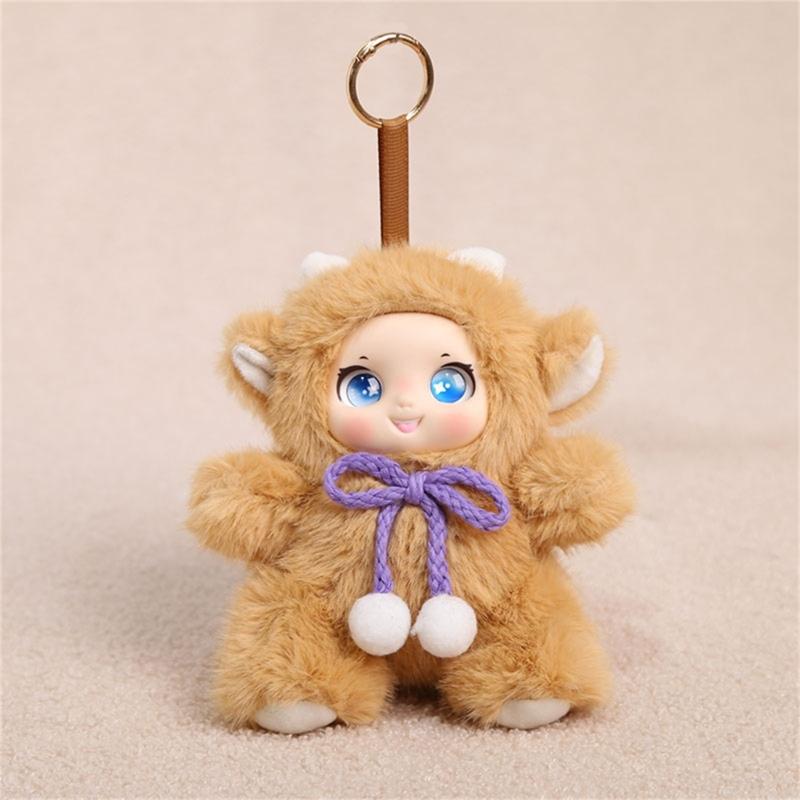 Fashionable Plush Doll Keychain In Sitting Pose 16cm Long Fashion Backpack Charm For Personalizing Keys And Bags