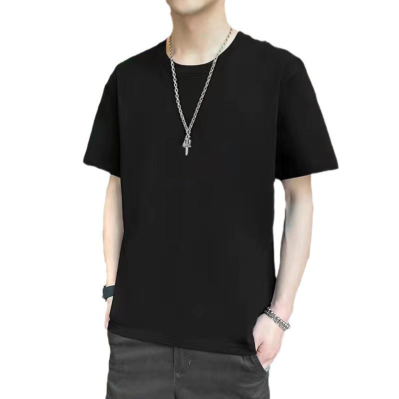 Trendy Pánské Tričko s Krátkým Rukávem a Kulatým Výstřihem - Ležérní Jednobarevné - Unisex Styl