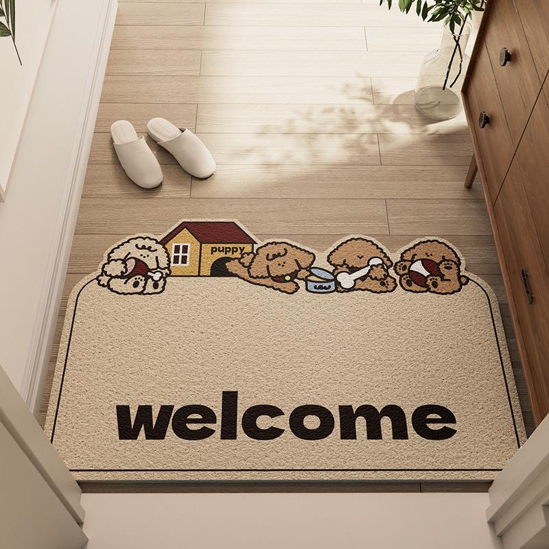 

Mengqu Cartoon Home Floor Mat, The Entrance Can Be Cut And Easy To Take Care Of, Silk Ring Floor Mat, Household Scraping Mud Rubbing Soil 40 * 60cm (silk circle)