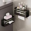 Perforation-free Tissue Box Wall-mounted Toilet Extended Bathroom Napkin Extractor Cell Phone Kitchen Toilet Paper Storage Rack