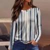 Women's Fashion Hem Slit Casual Floral Print Round Neck Long Sleeve Top