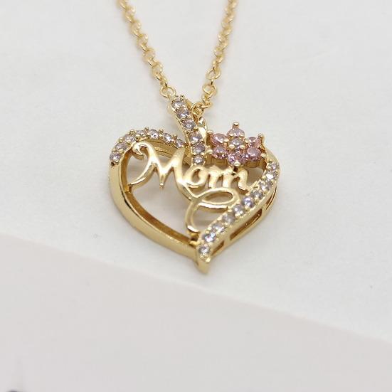 Heart Pendant Rhinestone Love Heart Charm Flower Necklace Mom Necklace Women Necklace Mother's Day Birthday Gift