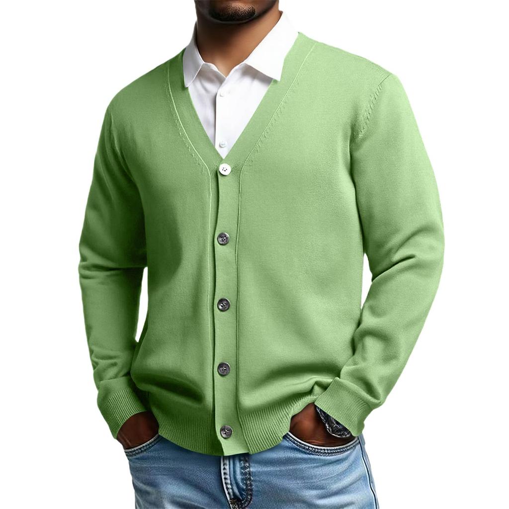 Men's Knit Sweater V Neck Long Sleeve Casual Comfort Color Long Sleeve Top