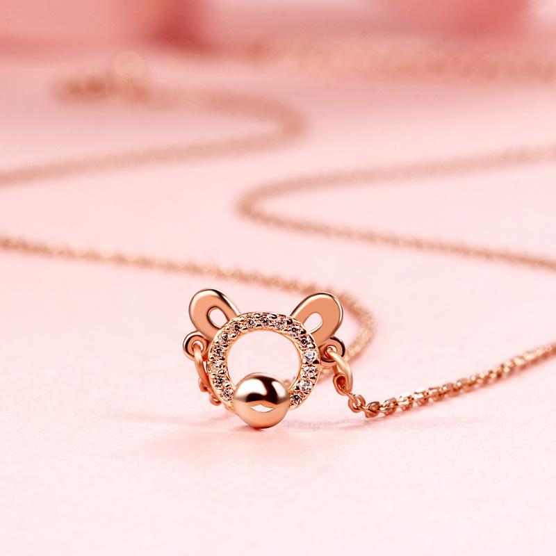 Animal jewelry cute bear necklace women's fashion accessories simple cartoon women ins one piece