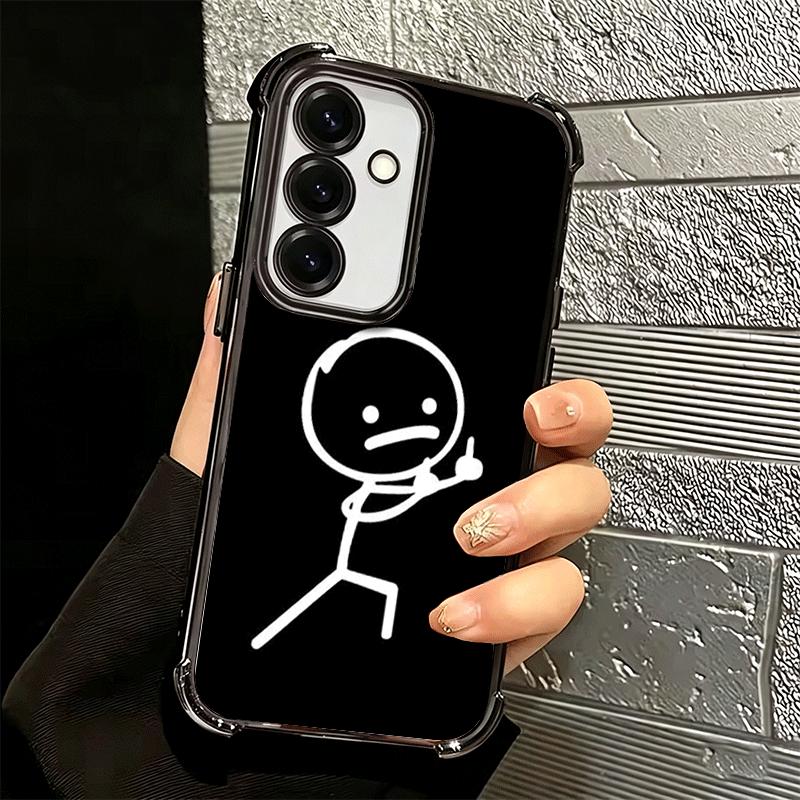 Funny Stickman Matchman Plating Phone Case For Samsung A17 A07 A37 A57 A16 A56 A15 A55 A14 A54 A13 A53 A26 A36 A25 A35 A24 A34 A