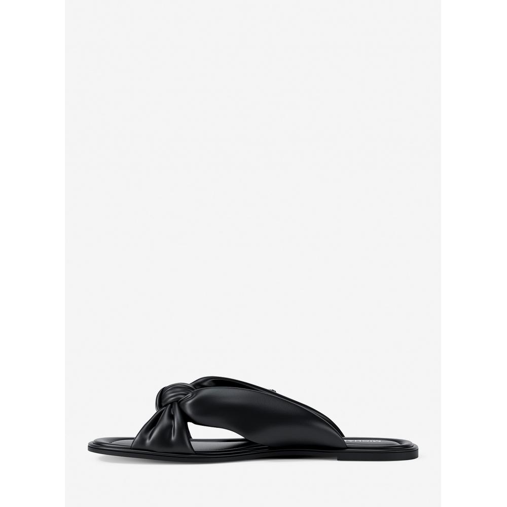 Michael Kors Elena Flat Slide Sandals 49s6elfs1l1 Black