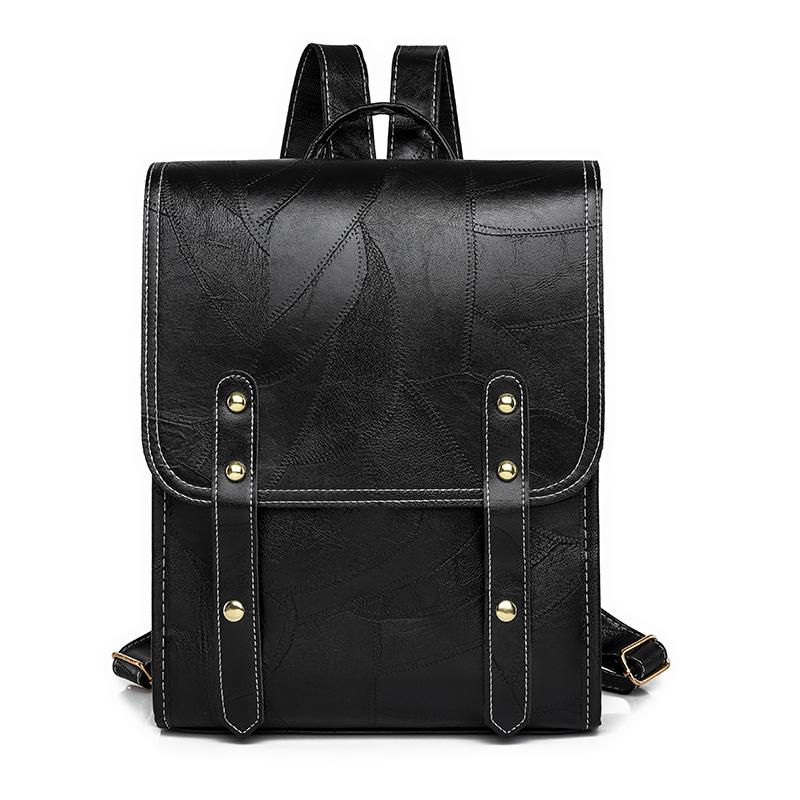 Nueva Mochila de PU Cuero Moda Dama Alta Capacidad Impermeable Universidad Mochila Trendy Niñas Bolsos Escolares para Portátil