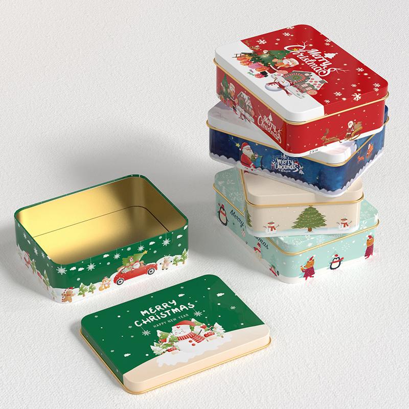 Christmas Transparent Window Tin Box Cookie Candy Tinplate Chocolate Storage Box With Exquisite Lid Christmas Gift Packaging Box