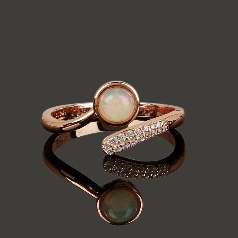 Rundes Tropfenform-Design, natürliche Opal-Ohrringe, verstellbarer Ring-Schmuckset, 925er Sterlingsilber, Damen-Schmuck für den täglichen Gebrauch