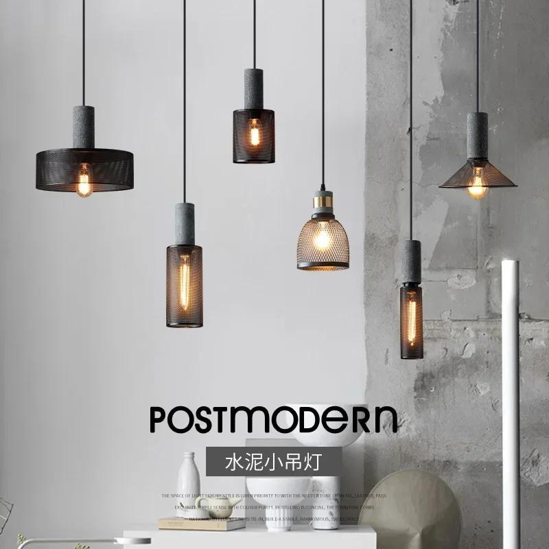 American Country Vintage Pendant Lights Cement Iron Small Chandelier For Dining Room Loft Kitchen Bedroom Bedside Hanging Light