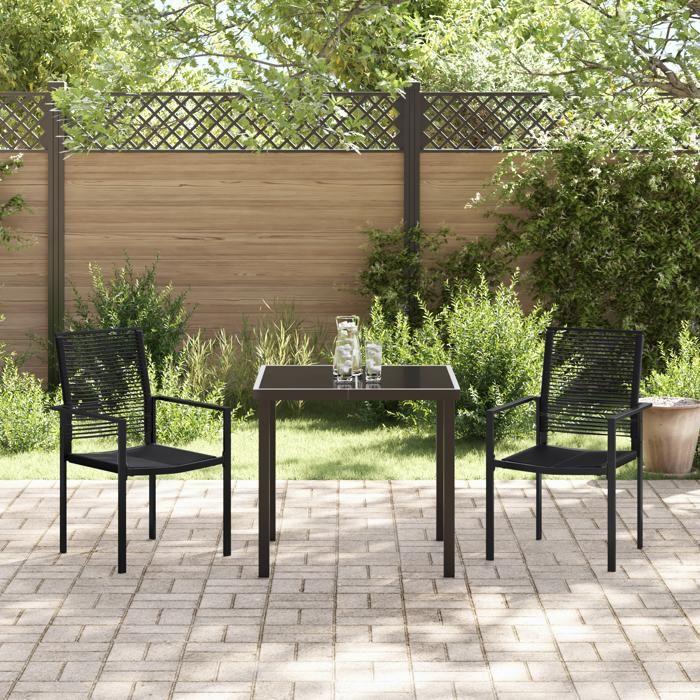 VidaXL Set de Salle à Manger de Jardin 3 Pièces noir Rattan PVC 3379163