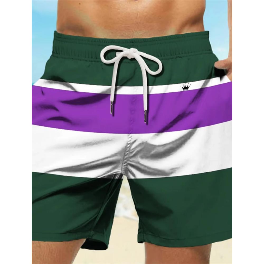 Fashion Men's Striped Printed Shorts Casual Comfort Beach Pants Daily Breathable Shorts Men’s