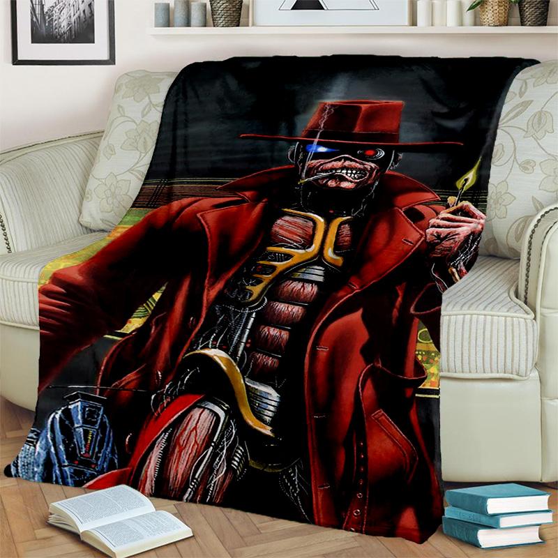 HD I-Iron Maiden Heavy Metal Band 3D Blanket,Soft Throw Blanket for Home Bedroom Bed Sofa Picnic Travel Office Cover Blanket Kid