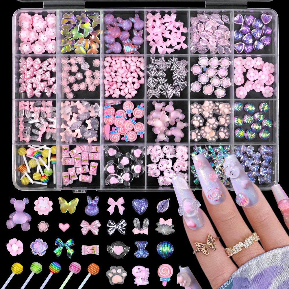 Lollipop Bead Butterfly Nail Art Decorations Flowers Candy Nail Accessories  DIY Manicure