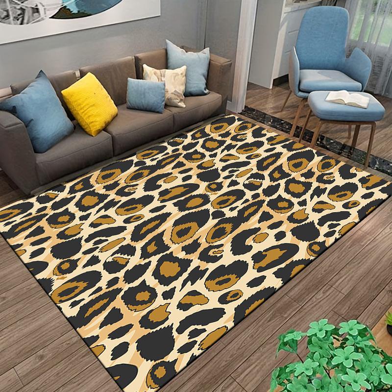 Leopard Print Carpet Pattern with Distressed Brown Spots and Beige Background Style Suitable for Use As an Anti-slip    for    Room and Bedroom Sofas