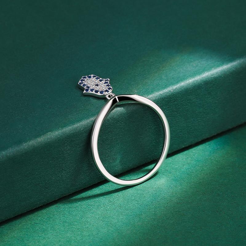 Creative Sapphire Hand Palm Round Full Zircon Couple 925 Silver Ring for Women Original Sterling Silver Anniversary Gift Jewelry