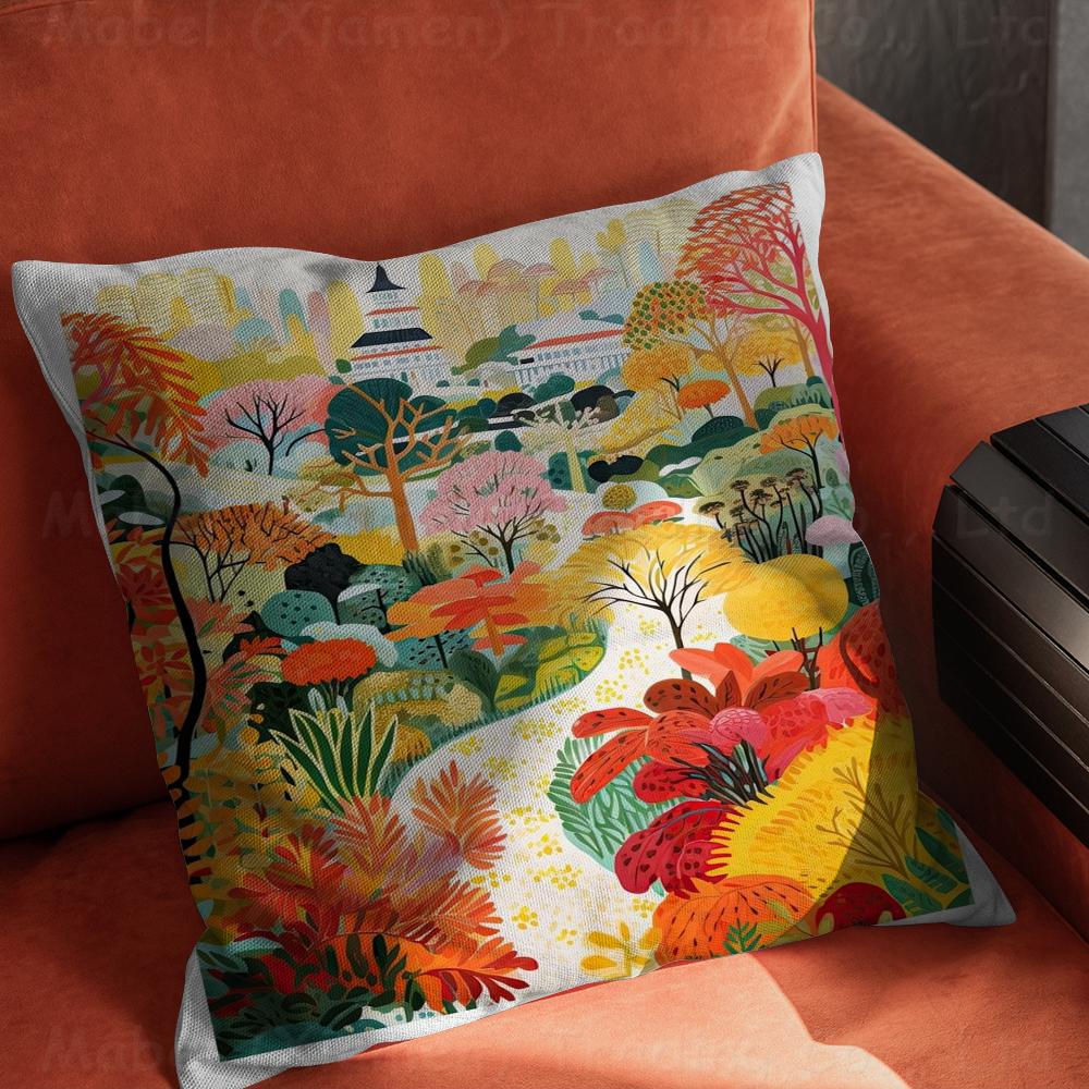 Květinová zahrada Barevný umělecký tisk Polštář Dárky Domácí kancelářské vybavení Ložnice Pohovka Potah na polštář do auta pouzdro 45x45cm