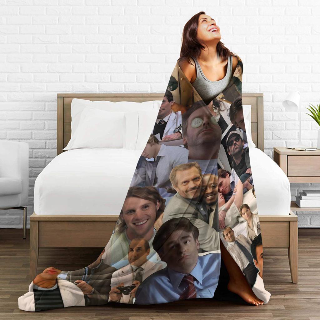 Dr. Gregory House Television Photo Collage Blanket Quality Warm Soft Throw Blanket Winter Airplane Travel Living Room Bedspread