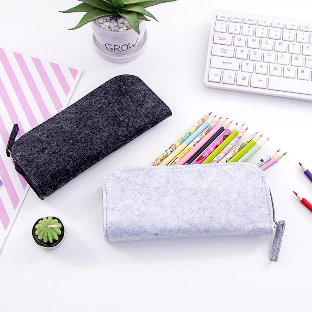 Stationeries Round/Flat Zipper Large Capacity Student Stationery Storage Pen Bag Pencil Case