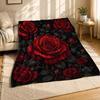 Red Rose Floral Coral Fleece Blanket