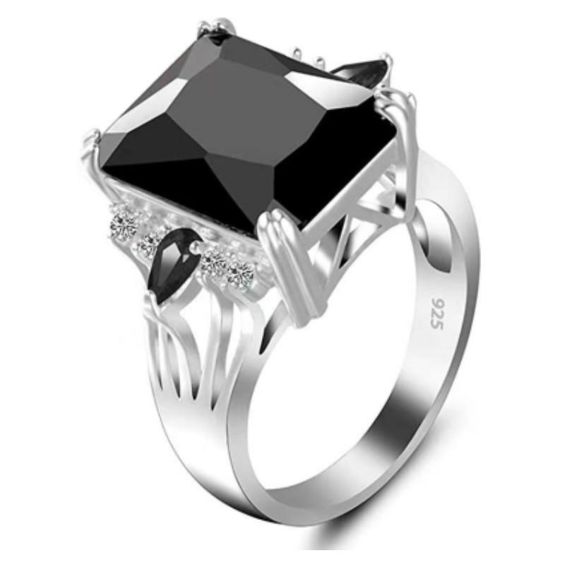 Chenrui Purple Rectangular Zircon Water Drop Ring for Women