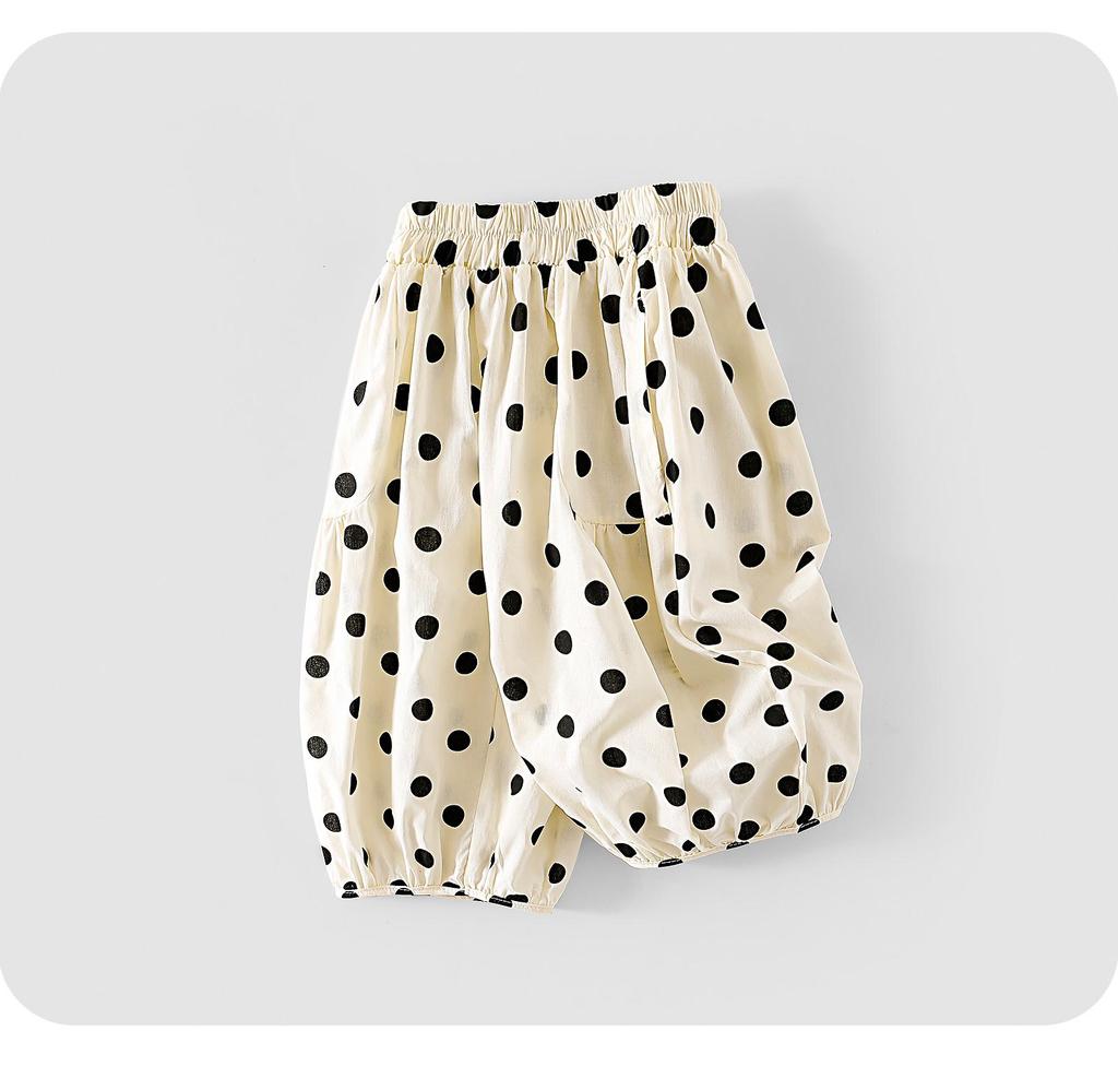 Kay Baby Girl Polka Dot Cotton Culottes - Summer 2025 Mosquito-Proof, Lightweight Thin Pants for Girls