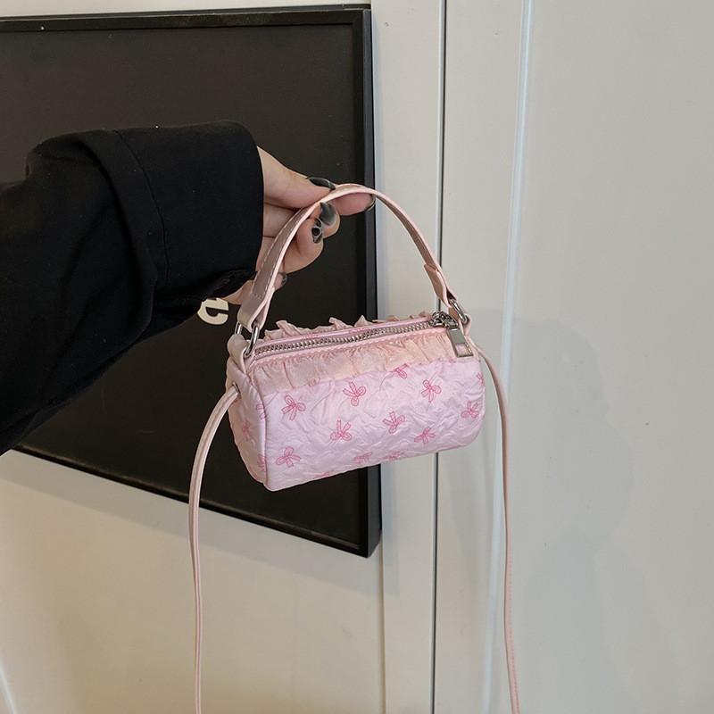 Nylon Small Oval Crossbody Bag For Women With Zipper Closure And Macaron Colors