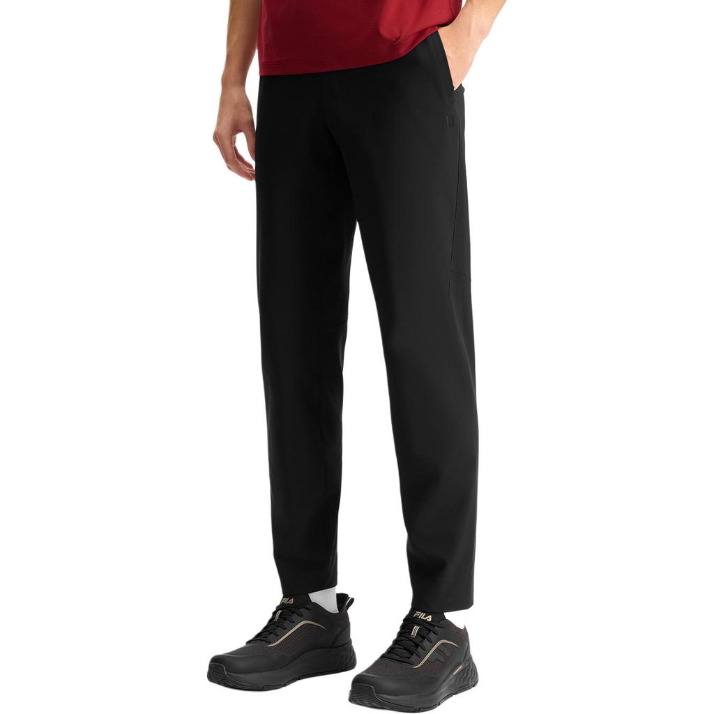 Fila A.P. Series Minimalist Brand Logo Fashion Comfortable Knitted Straight Leg Casual Pants Men Bottoms Deep-Black A11M511604F-BK