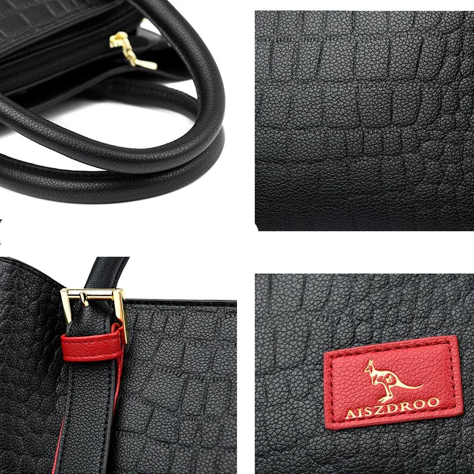 New Fashion Designer Genuine Leather Women Tote Bags Luxury Shoulder Crocodile Purses Cow Handbags Retro Bag