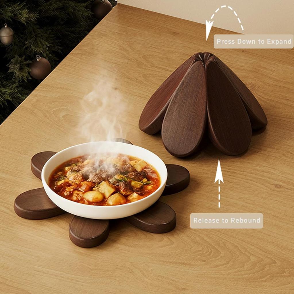 Set di Sottopentola Albero di Natale in Legno Naturale Tappetino Isolante Tavolo da Pranzo in Legno Massiccio Tappetino Anti Scottatura Pentola Regalo Festivo Creativo e Personalizzato Casa