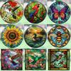 Retro Colorful Hummingbird Iris Window Glass Electrostatic Sticker Detachable Decorative Film Home Decoration