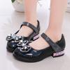 Girls Princess Shoes Round Toes Sweet Bows Kids Flat Shoes Non-slip Soft Sole 2025 New Girls Leather Shoes Pu Shiny Crystal Ins
