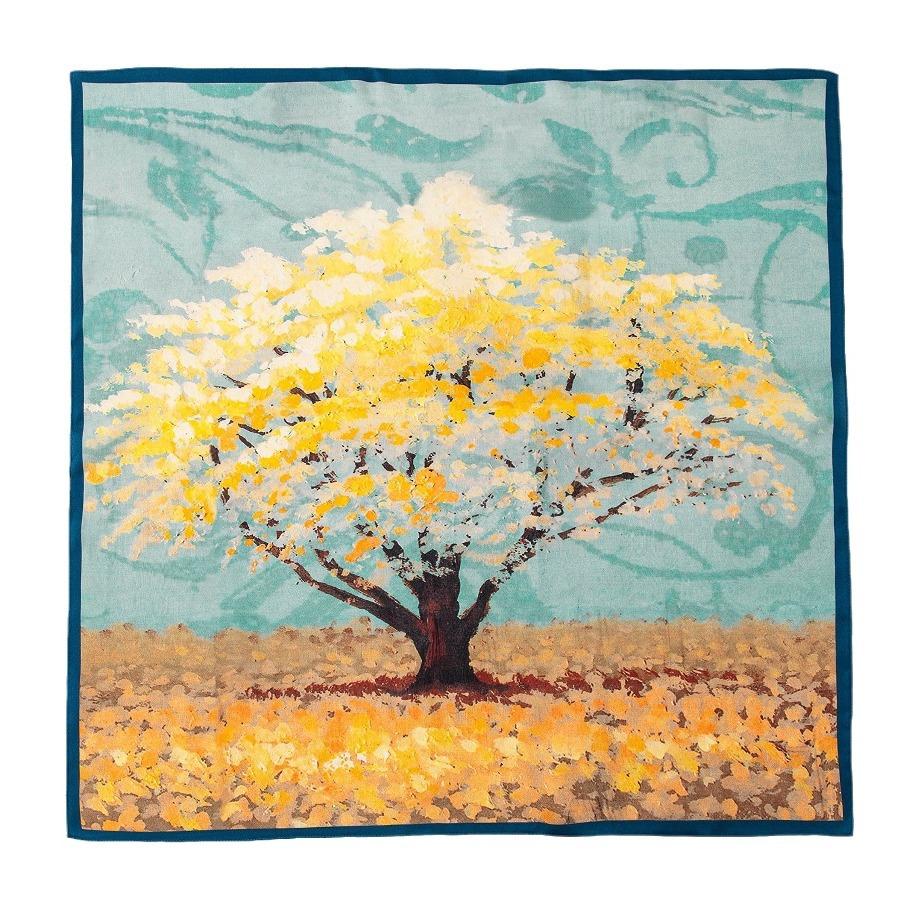 Mulberry silk scarf  new retro winter beautiful ginkgo printing four seasons shawl sunscreen dual-purpose