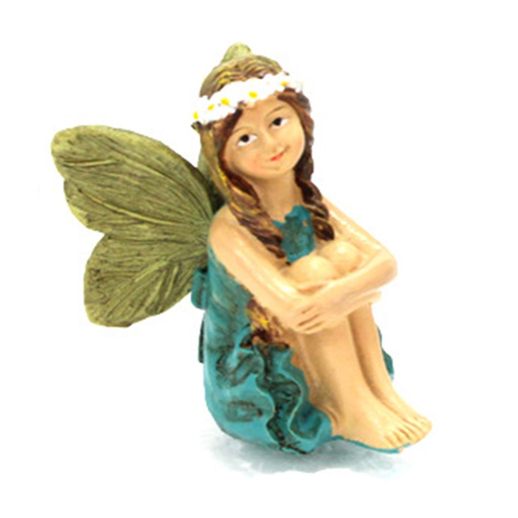 Mini Fairies Figurines Cute Clear Pattern Resin Miniature Fairy Sculpture for Fairy Garden
