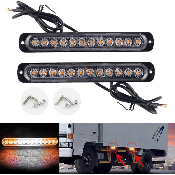 Anki HappiGo ANKIA 2PCS LED Side Marker Strobe Warning Lights Grille Lamp Flashing Beacon Blinker Emergency Hazard for Tow Car Truck Trailer Pickup