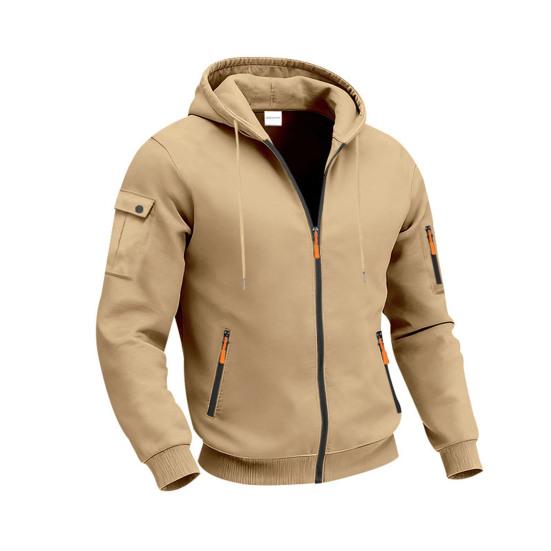 Hanorac Gros pentru Bărbați cu Fermoar, Cald, cu Glugă, cu Buzunare cu Fermoar, Jachetă Sport Casual de Toamnă Iarnă pentru Sală, Activități Zilnice, Streetwear