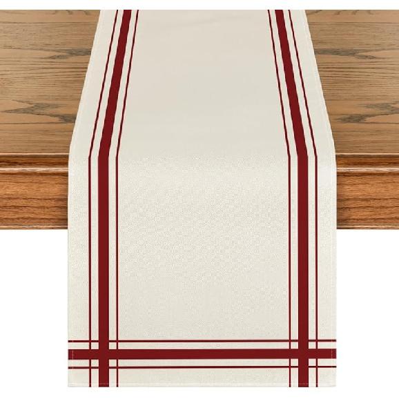 Artoid Mode Black Simple French Stripe Table Runner, Seasonal Spring Summer Kitchen Dining Table Decoration for Home Party Decor 13x72 Inch