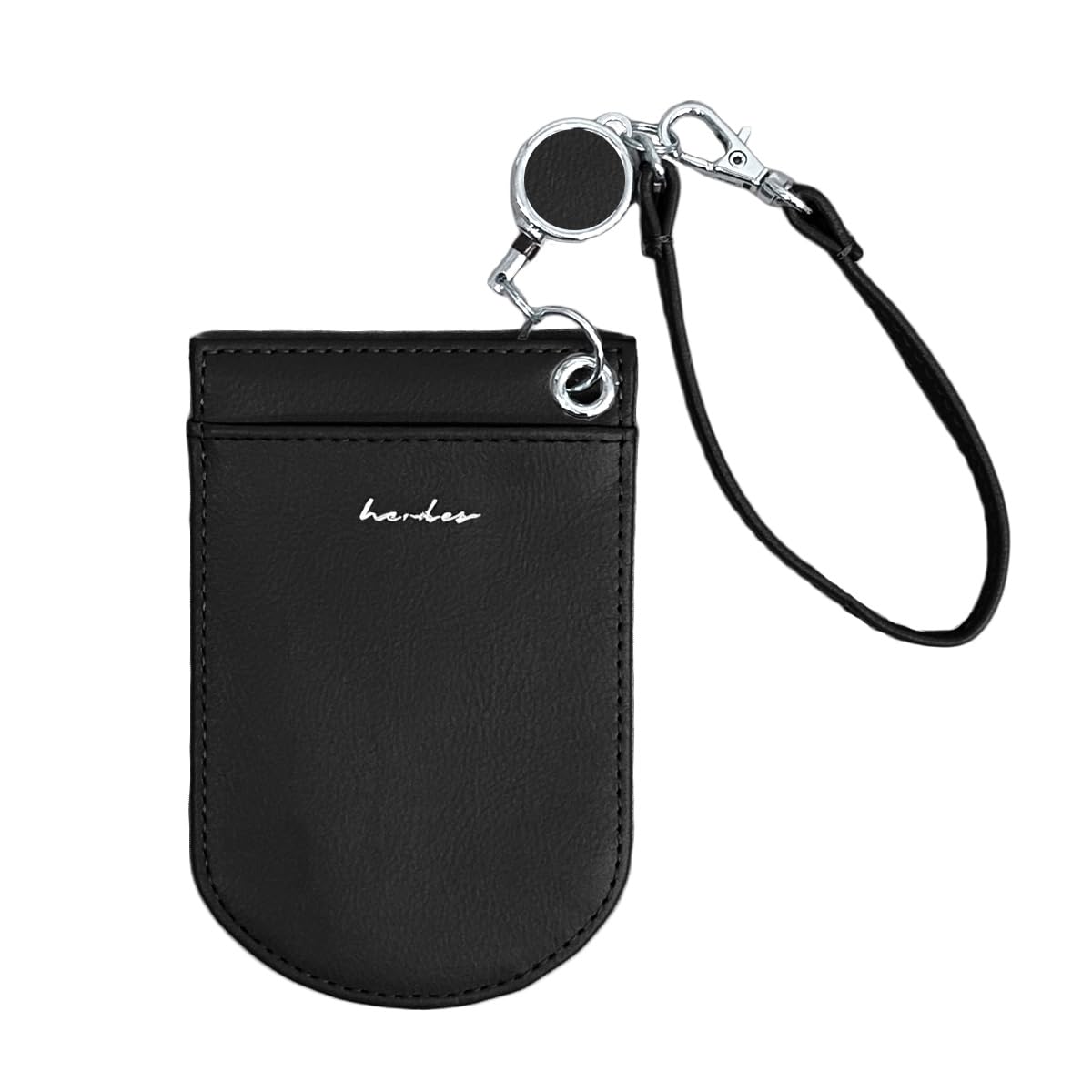 

HERDES Pass Case with Reel, Double-Sided, 2-Card Capacity, Vertical Design, with Strap, Perfect for Commuting, School, and More. Perfect for Men and