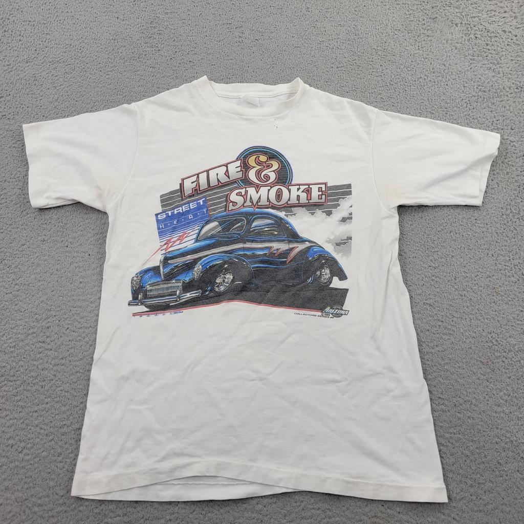 Willys Coupe Shirt Mens Small Car Hot Rod VTG Graphic Fire & Smoke Street Heat