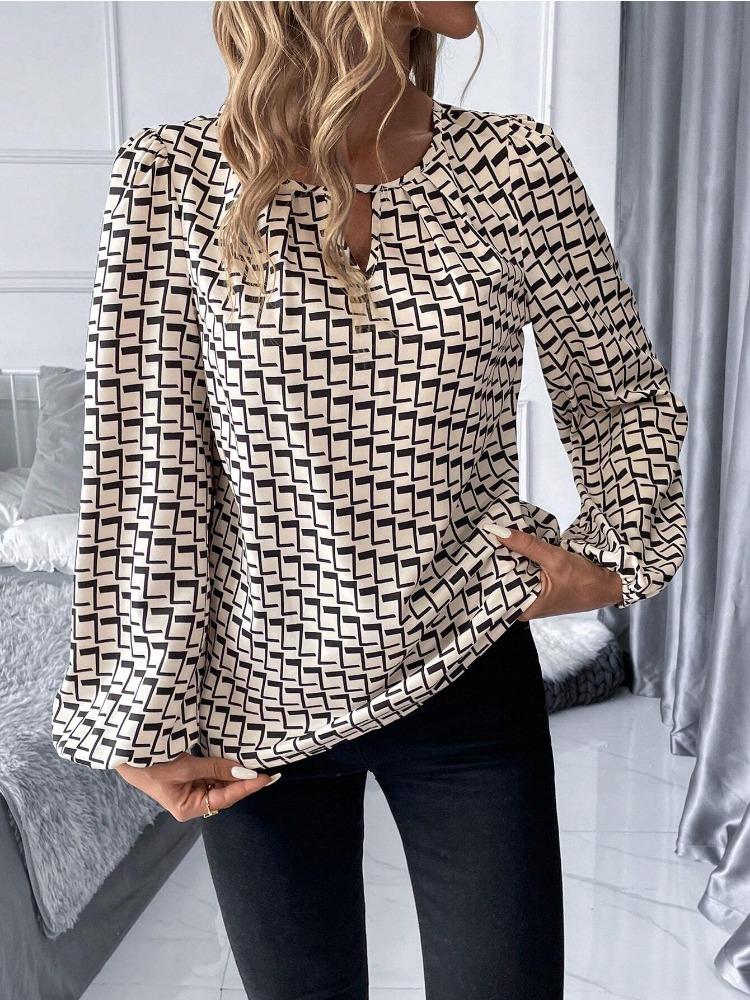 Módní dámské ležérní topy Temperamentní elegantní tištěná košile s dlouhým rukávem Pohodlné a všestranné tričko pro dámy Elegantní dámské oblečení