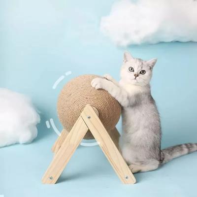 Non-falling Off Cat Scratching Ball Sisal Rope Wooden Cats Scratcher Grinding Wear-resistant Pet Supplies Indoor Use