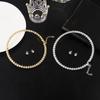 Simple Design Single Row Flash Rhinestone Collar Necklace Earrings Two-piece Wedding for Women Jeweley