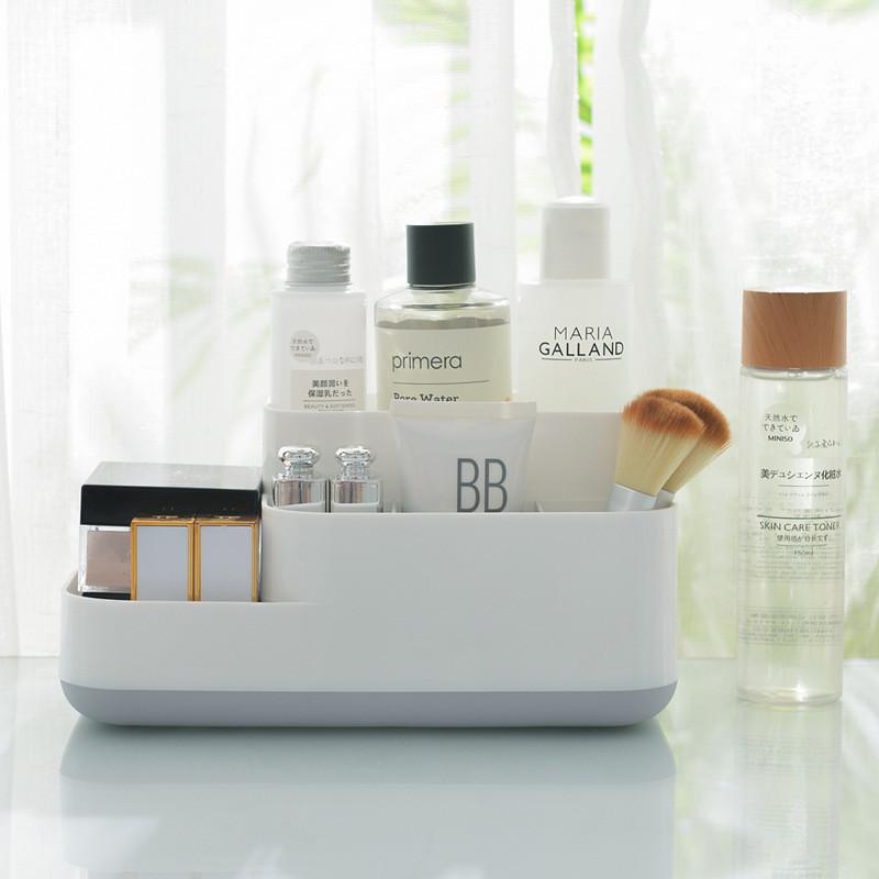 Plastic Organizer Storage Box With Dividers For Makeup And Desk Clutter Management